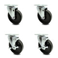 Service Caster 5 Inch Phenolic Wheel Swivel Top Plate Caster Set with 2 Brakes SCC-20S514-PHR-2-TLB-2